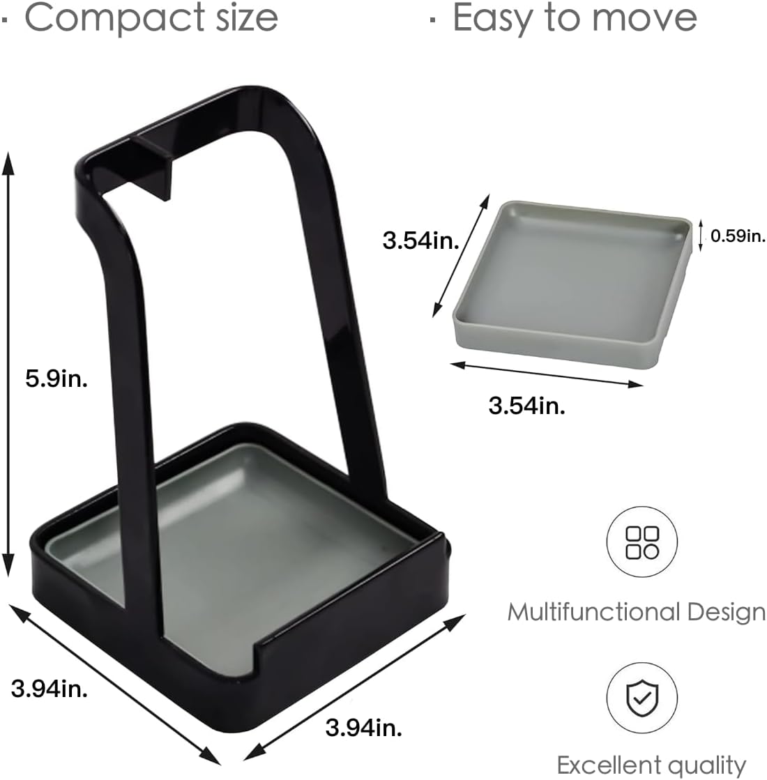 Spoon Rest and Lid Holder for Stove Top – Heat-Resistant Steel Organizer for Utensils, Lids, and Tongs – Drip Tray for Kitchen Counter