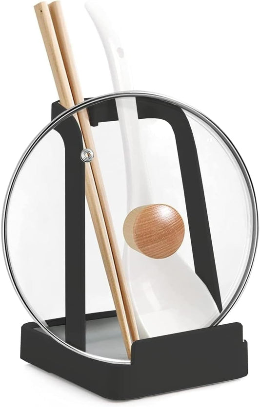 Spoon Rest and Lid Holder for Stove Top – Heat-Resistant Steel Organizer for Utensils, Lids, and Tongs – Drip Tray for Kitchen Counter