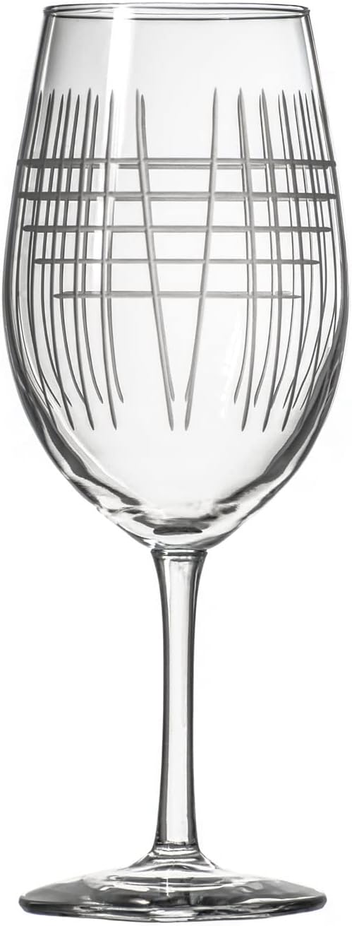 Rolf Glass Matchstick All Purpose Wine Glass 18 Ounce - Set of 4 Large Wine Glasses - Lead-Free Glass - Engraved Large Wine Glasses - Proudly Made in the USA