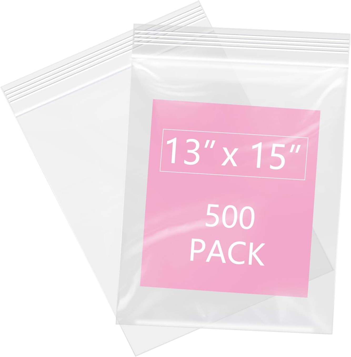 iMailer - 500 Pcs- 13" x 15" Zip Bags- 2 Gallon Zip Bags- Clear Resealable Zip Poly Bag 2 Mil for Clothing, T-Shirts, Pants, Storage