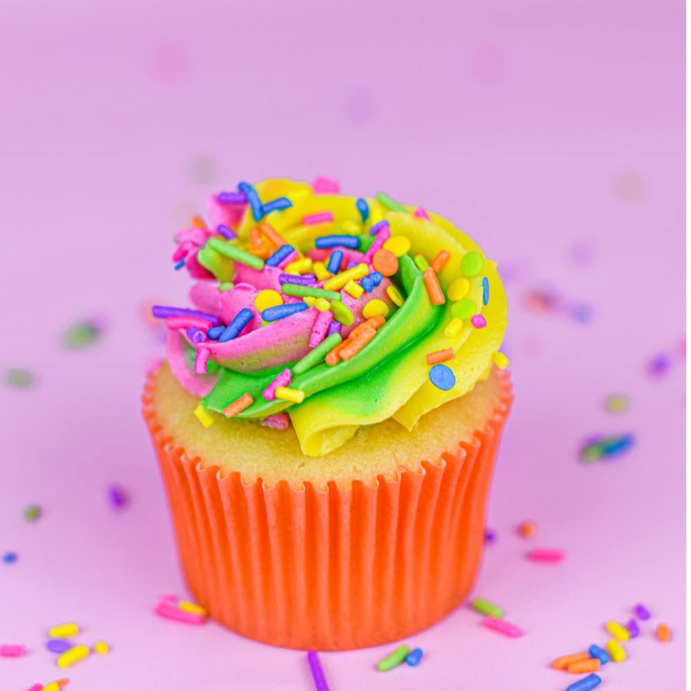 Neon Sprinkles for Baking Cupcakes - Neon Confetti Sprinkles for Cake, Cookie, Cupcake Decorating, and Toppings - Neon Cake Decorations in Pink, Yellow, Purple, Blue Jimmies and Confetti Sprinkles