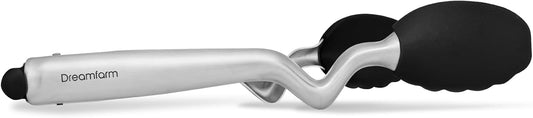 Dreamfarm Clongs Grippy Silicone & Stainless Steel Kitchen Cooking Tongs with Click-Lock Open & Close - 9" Black
