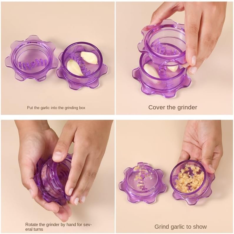 2025 New Garlic Twister,Garlic Press,Garlic Peeler,Ginger Grater,Mini Garlic Mincer (Clear)