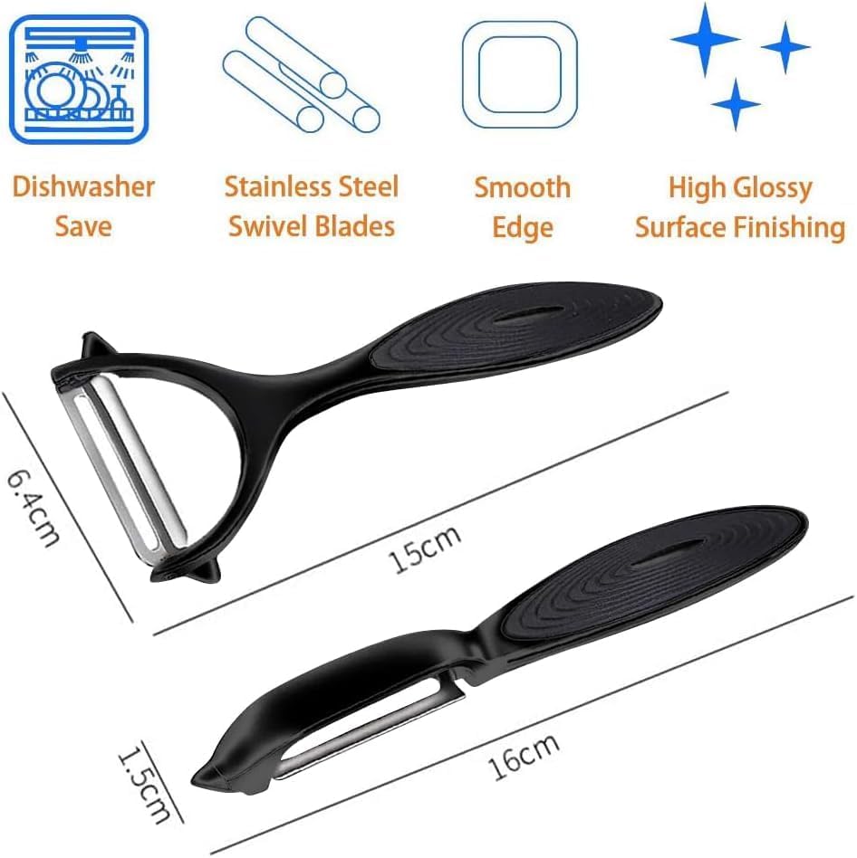 Premium Vegetable Peeler Set – Ultra Sharp Stainless Steel Blades with Non-Slip Ergonomic Handles for Easy Potato, Fruit & Veggie Peeling (2PCS)