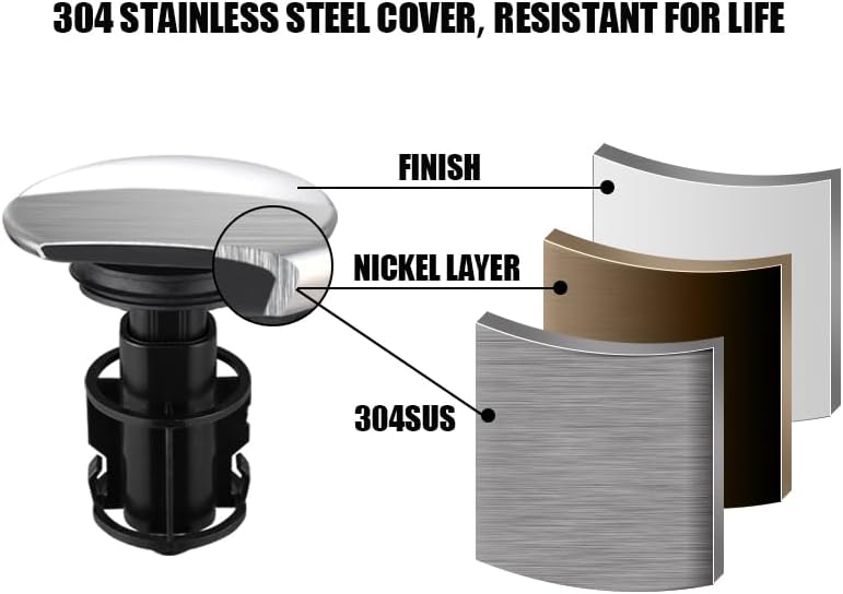 Bathroom Sink Drain, Pop Up Drain Stopper with Overflow, Lavatory Vanity Vessel Sink Drain Assembly, Chrome