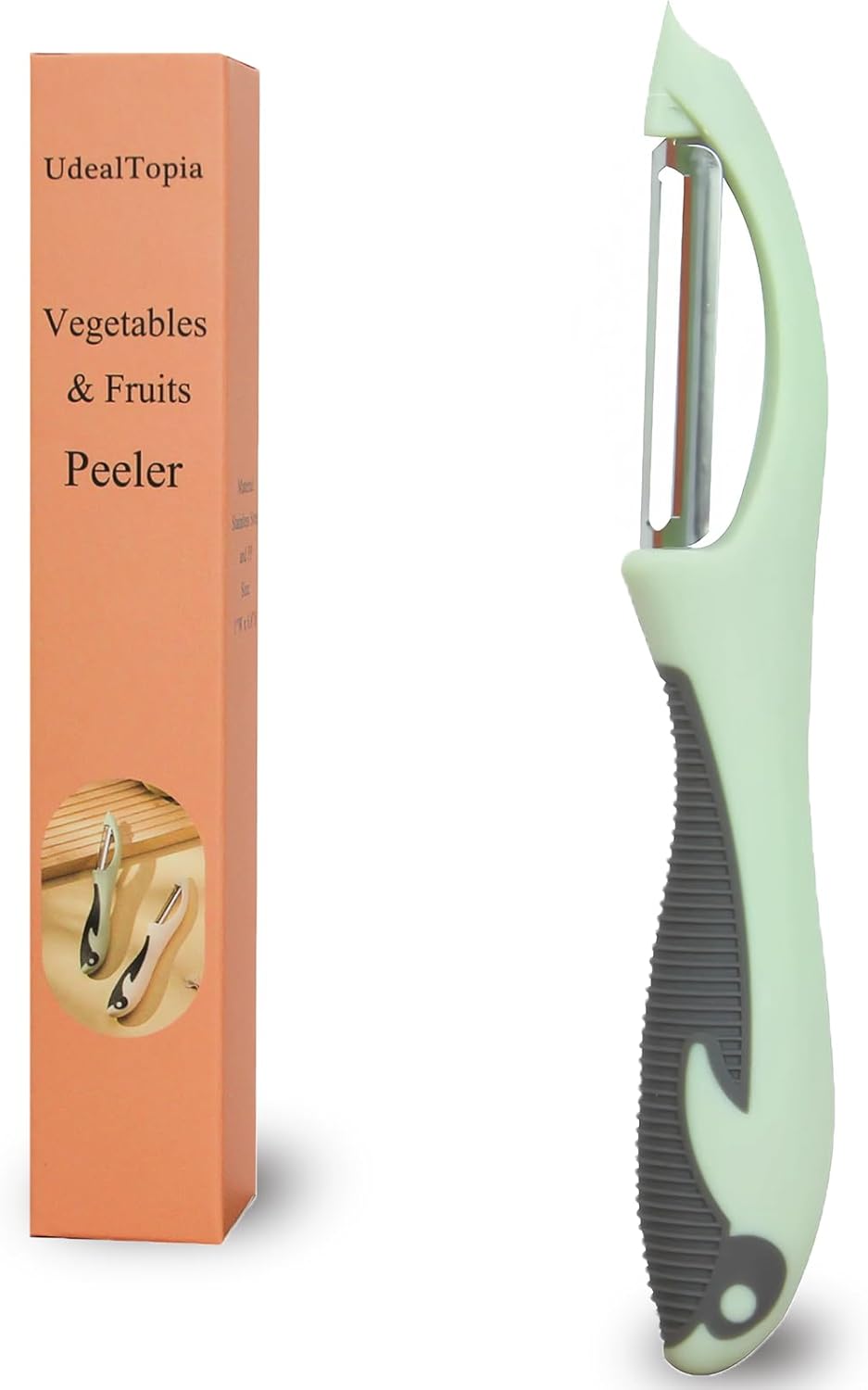 Stainless Steel Vegetable and Fruit Peeler, Swivel Straight Peeled Gadget for Kitchen - Ideal Carrot Cucumber Potato Peeler with Ergonomic, Non-Slip and Cute Handle (Green)
