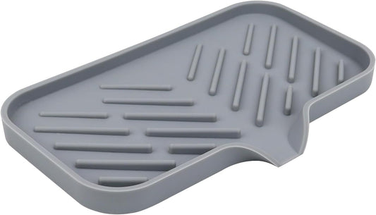 Yasmen Silicone Bathroom Soap Dishes, Sink Sponge Holder for Kitchen, Rubber Soap Dish with Drain, Shower Soap Sponge Tray, Sink or Counter Organizer, for Bar Soap, Bottle, Dish Soap Dispenser-Grey