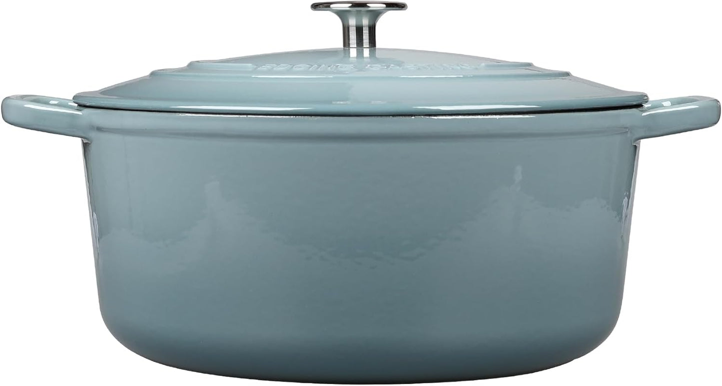 Enameled Dutch Ovens Cast Iron Dutch Oven Pot with Lid for Bread Baking, Cook, Dual Handle, 7 Quart, Seasalt