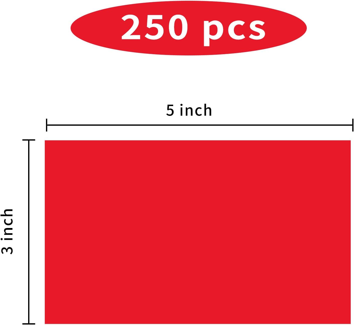 STARLIBOO 3"X5" Rectangle Colored Labels, Removable Moving Labels for Boxes, Permanent Warehouse Moving Stickers Square Label (250Labels, Red)