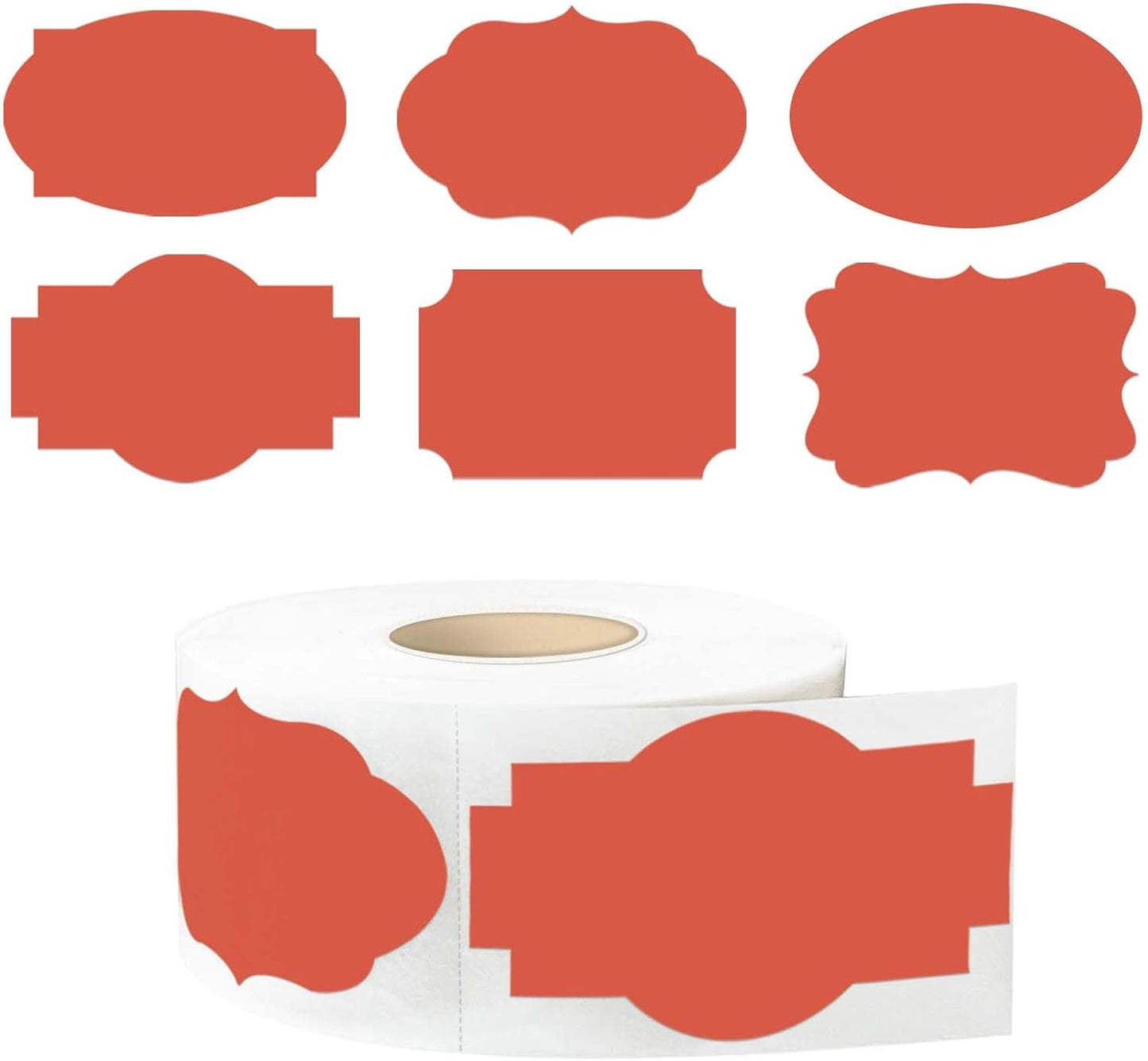 350 PCS Gift Tags Stickers Name Labels Stickers,2" x 1.2" Fancy Shape Stickers Self-Adhesive Handmade Bottle All-Purpose Jar Labels for Presents Cosmetic Decoration Jars Food Craft (Red)