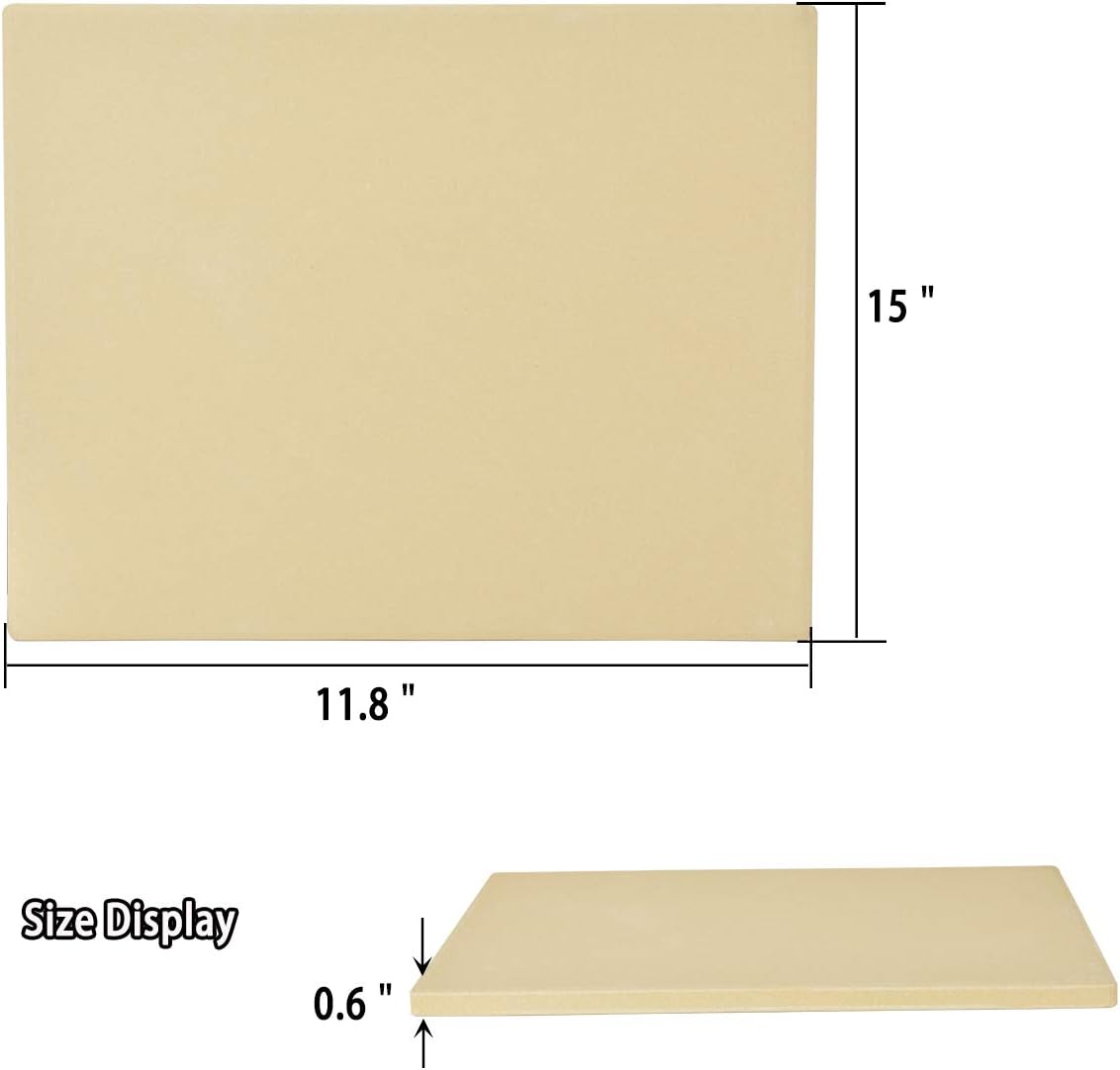 Onlyfire Pizza Stone for BBQ Oven and Grill - 15 x 12 Inch Rectangular Baking Stone Thermal Shock Resistant - Heavy Duty Large Ceramic Pizza Pan for Best Crispy Crust Pizza Bread