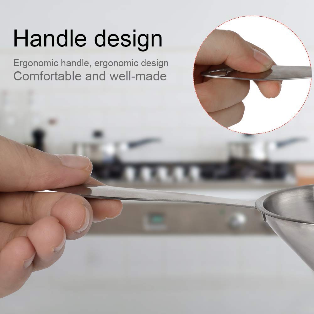 YGDZ Kitchen Funnel for Filling Bottles, 3pcs Metal Stainless Steel Small Mini Funnels for Essential Oils Liquid, Long Handle Funnel Set, 2pcs Cleaning Brushes