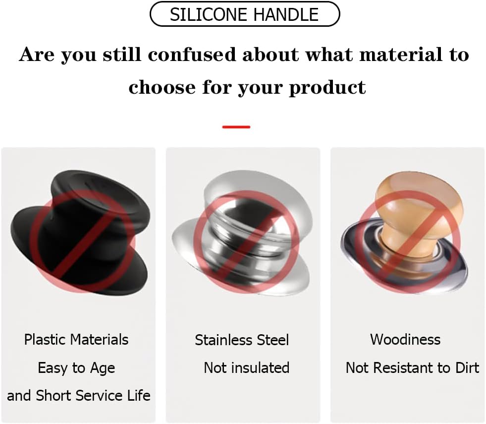 JoyTube Black Universal Pot Pan Lids, BPA Free Replacement Knob Silicone Heat Resistant Pan Cover Holding Handles Dishwasher Safe Fits Skillets ＆ Kitchen Cookware (Pack of 4)