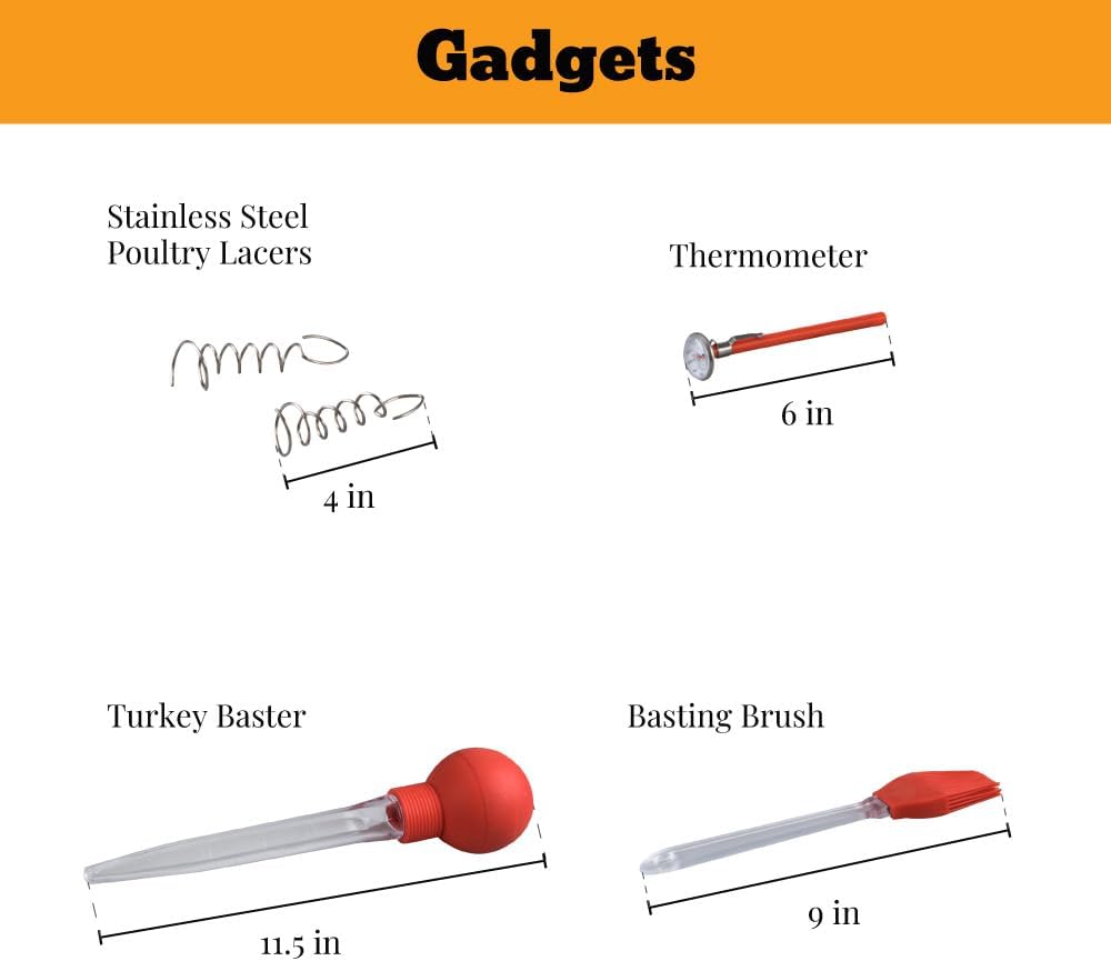 Granite Ware 25 lb Rectangular Roaster Set (10pcs), includes Lid, V-Rack, 2 pack brining bags, oven/grill-safe meat Thermometer, Turkey Baster with sylicon bulb, small brush