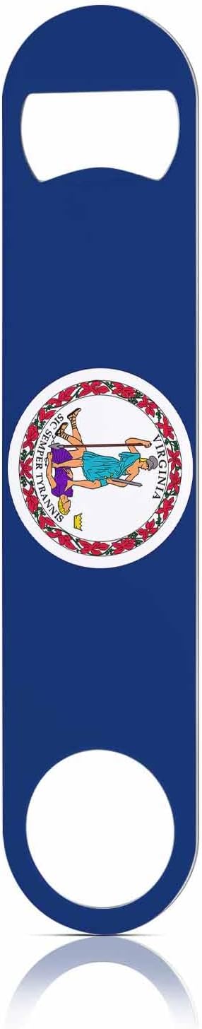 Virginia State Flag Stainless Steel Bottle Opener USA Abstract Proud Green Leaf Curve Blue White Flag Flat Beer Bottle Opener Keychain for Home Kitchen Bar Restaurant Party Birthday Gift