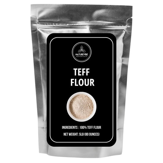 Naturevibe Botanicals Brown Teff Flour 5lb Premium Quality | Used for Baking and as Thickener