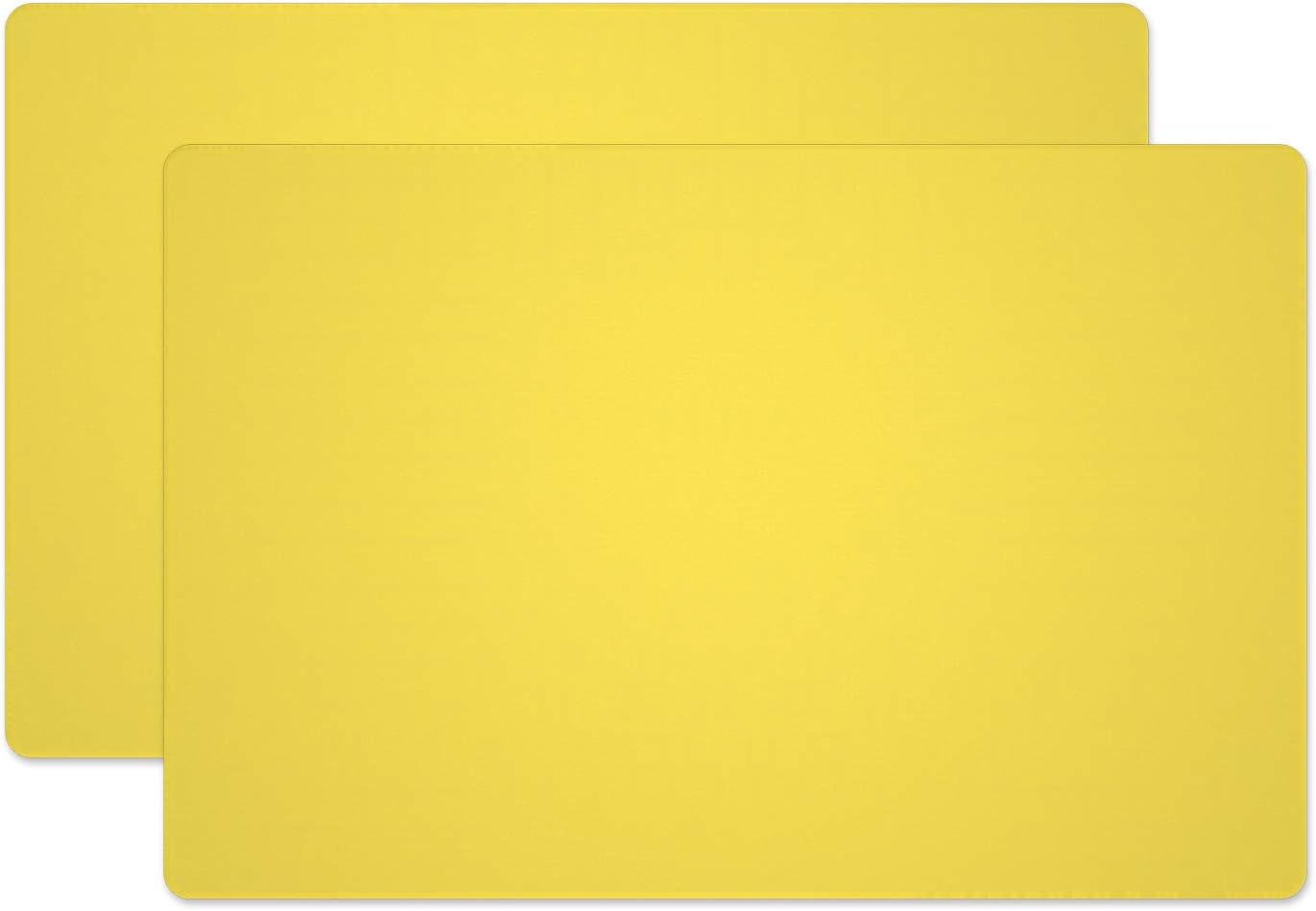 Silicone Placemats, Food-Grade Non-Slip Waterproof, Dining, Stain Resistant, Countertop Protector, Kitchen Counter Mat, Heat Resistant, Baking mat Dishwasher Safe (23.6"×15.7"-2pack, Yellow)