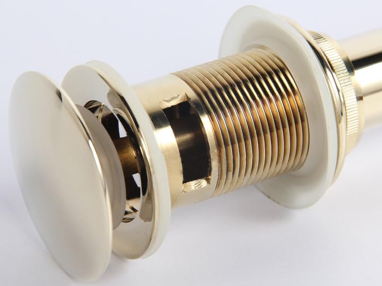 Bathroom Pop-Up Drain Plumbing Sink Trim Kit, Solid Brass, with Overflow Function, Polished Gold, Lavatory Vessel Sink Drains