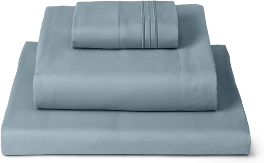 Mellanni Twin XL Sheets Set - 3 PC Iconic Collection Bedding - Hotel Luxury, Extra Soft, Cooling Bed Sheets - Wrinkle, Fade, Stain Resistant (Twin Extra Long, Spa Blue)