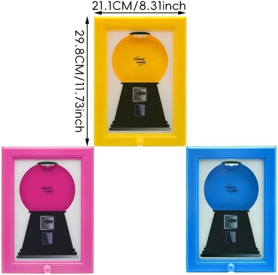 Candy Dispenser Picture Frame, Handy Candy Frame Dispenser,Hanging Machine Art For Candies, Nuts, Dog & Cat Treats, Suitable for Holiday Gifts (Pink)