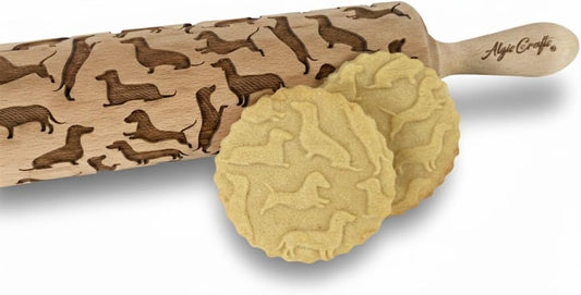 Dachshunds Pattern Embossing Rolling Pin Engraved Rolling Pin With Dogs Pattern