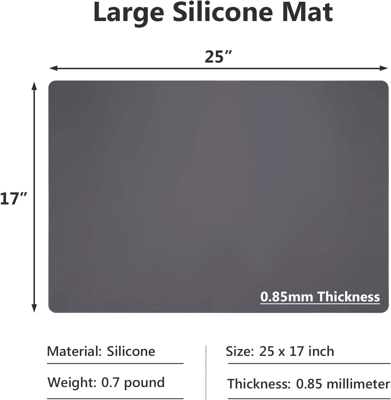 Gartful Gray Silicone Mats for Kitchen Counter, Large Silicone Countertop Protector, 25" x 17" Heat Resistant Desk Saver Pad, Nonskid Multipurpose Mat, Placemat, Non-Slip, 2PCS