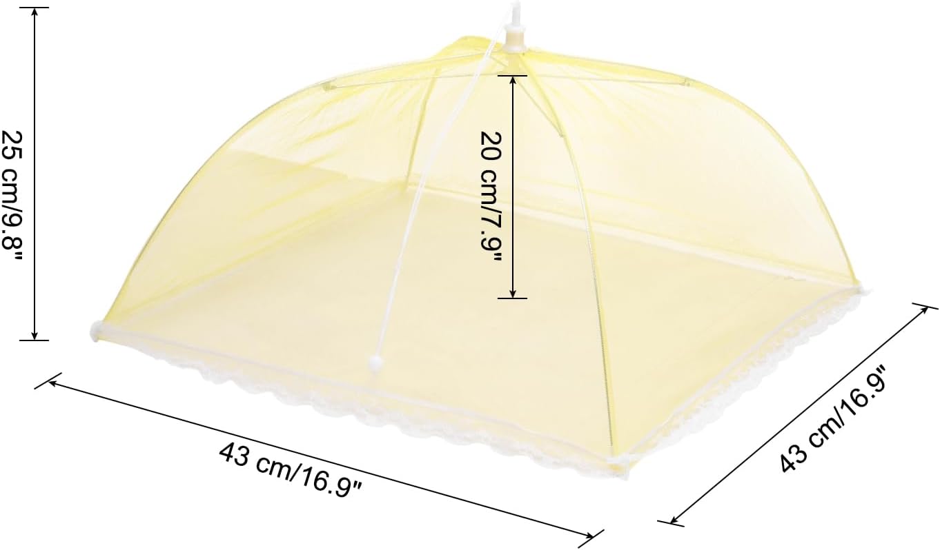 uxcell 3 Pcs Large and Tall Food Covers 17" Mesh Food Covers for Outdoors Collapsible Food Protector Covers Tent for Parties Outdoor Picnics BBQs, Yellow