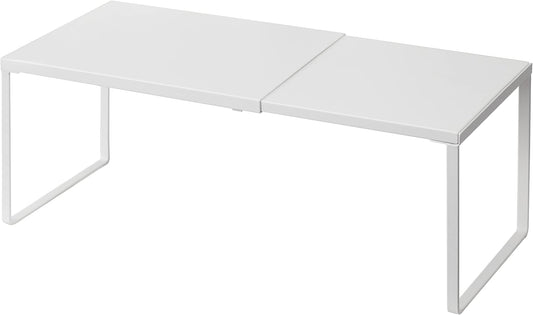 Nxconsu Cabinet Shelf Expandable Organizer Riser Rack for Kitchen Pantry Cupboard Under Sink Countertop Home Organization Extra Storage Space Saver Heavy Duty Metal Edgeless Design White
