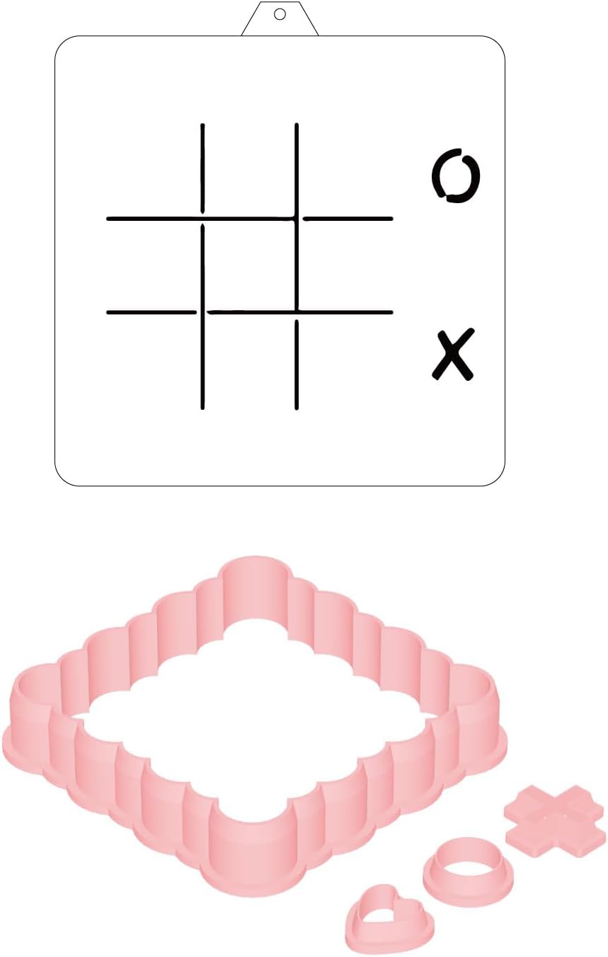 Cookie cutter and stencil set Baking stencils and cutters bundle DIY bakery decorating kit Cookie cutter with stencils Icing stencil and cookie cutter combo (Tic-tac-toe)