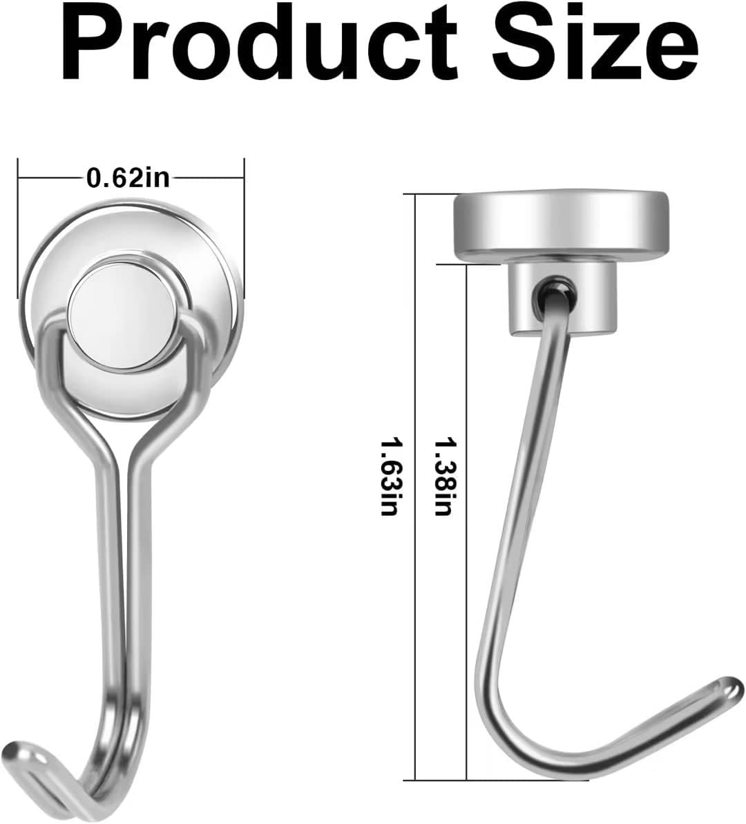 E BAVITE Swivel Swing Magnetic Hooks, 30LBS Powerful Strong Magnetic Hooks Perfect for Refrigerator, Kitchen,Pack of 10 Silver