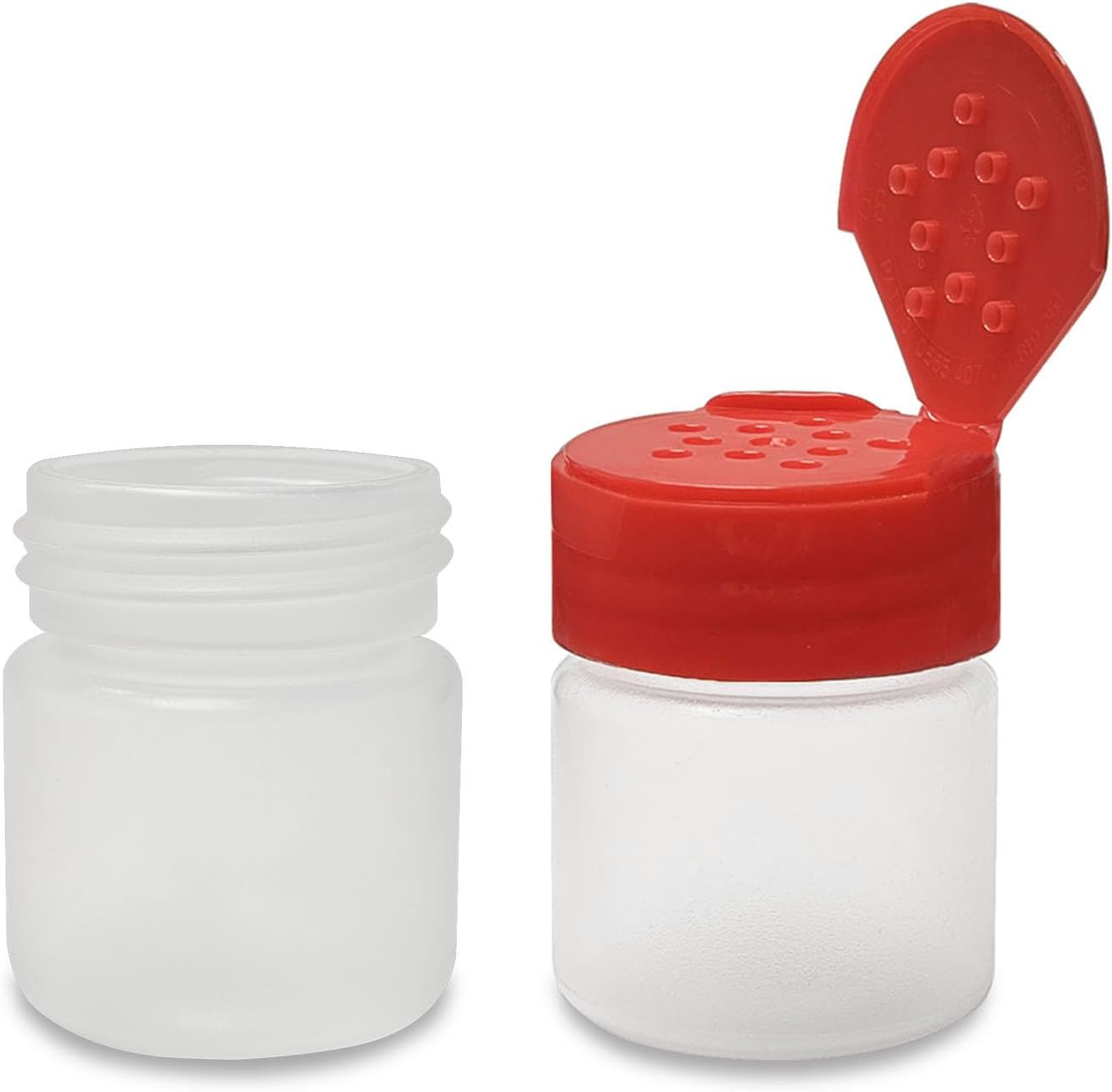 ljdeals 1 oz Plastic Spice Jars with Red Flip & Sift Caps – 12 Pack Empty Spice Bottles for Herbs, Seasonings, Powders, Camping, Travel, Kitchen, Restaurant Use – BPA-Free, Recyclable, Made in USA