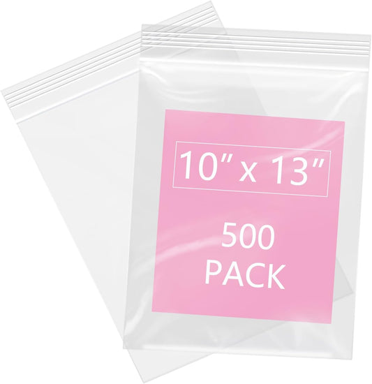 iMailer - 500 Pcs- 10" x 13" Clear Zip Bags - Reclosable Plastic Zip Poly Bags 2 Mil for Prints, Photos, Documents, Clothing, T-Shirt