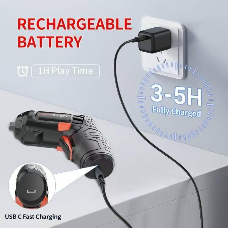 Werktough 4V Electric Corkscrew Wine Opener Set Cordless Screwdriver Battery Powerd with 4 Grill Accessories, Five-in-One Power Tool Kit for Home, Kitchen, and BBQ Lovers