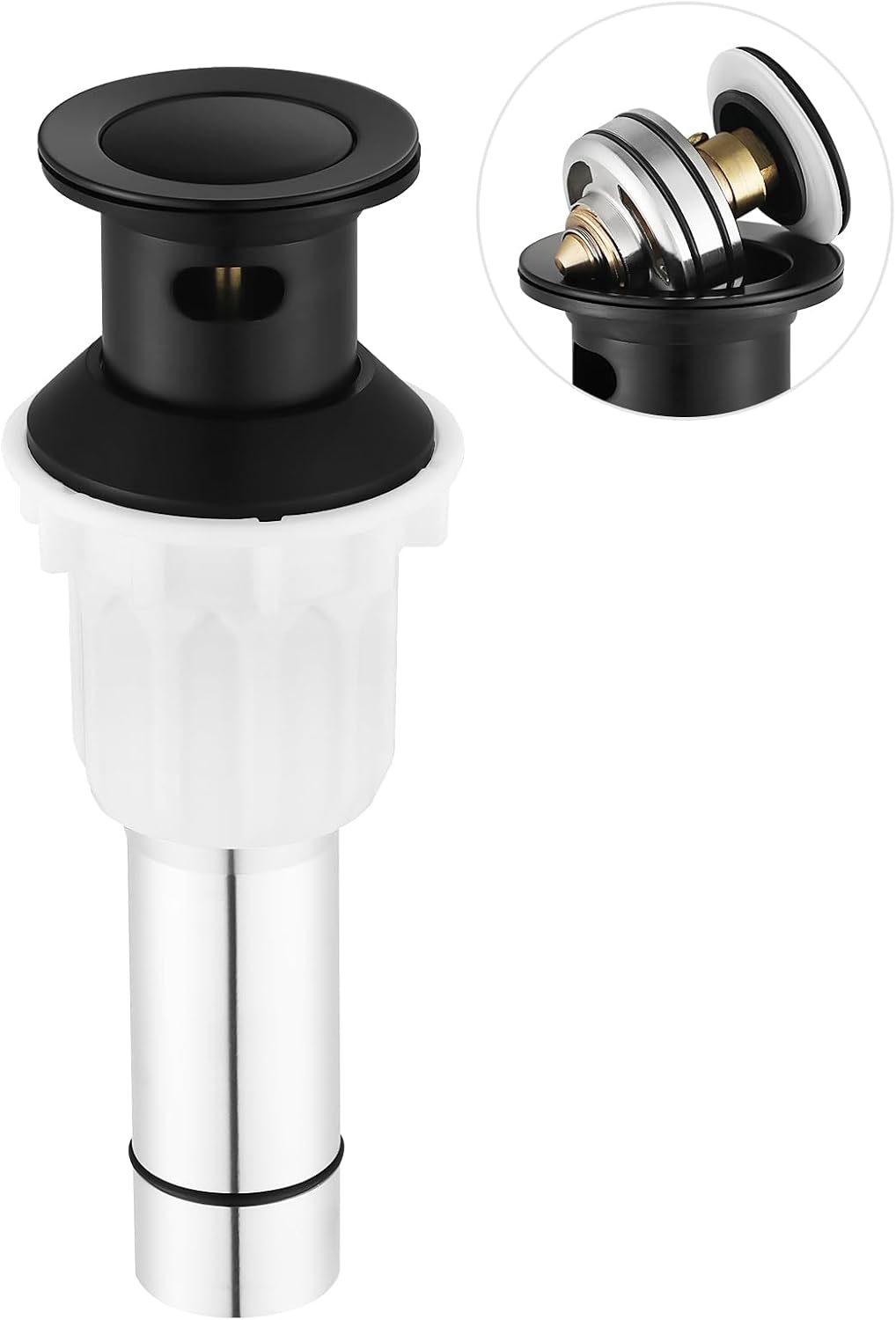 PARLOS Pop up Sink Drain Stopper with Hair Catcher Strainer & Overflow for Bathroom Sink Vessel, Matte Balck 2100604