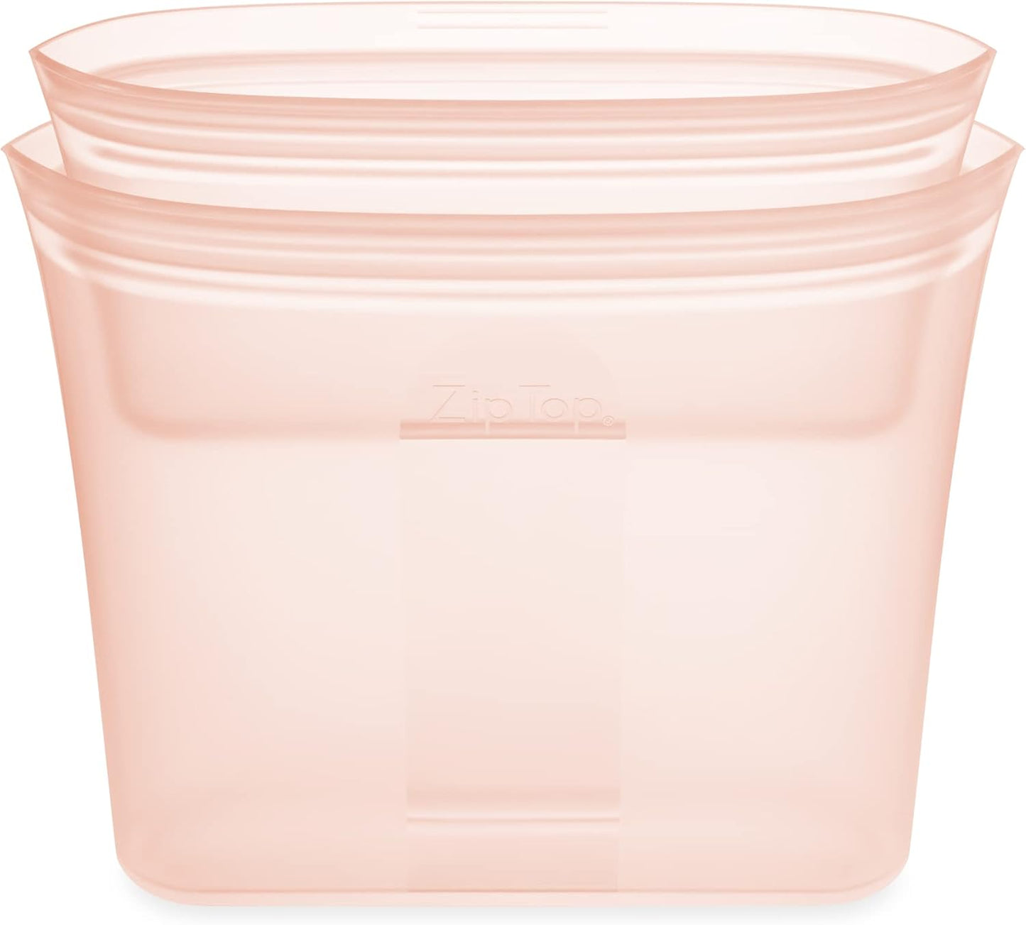 Zip Top Reusable Food Storage Bags | 2 Bag Set [Peach] | Silicone Meal Prep Container | Microwave, Dishwasher and Freezer Safe | Made in the USA