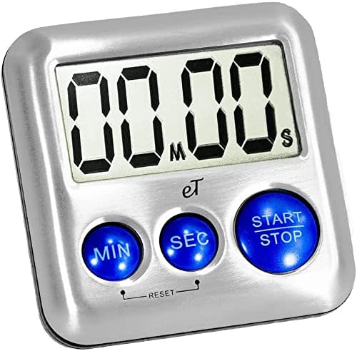 Elegant Digital Kitchen Timer Stainless Steel - Variety 8 Pack - Strong Magnet - Loud Alarm - Large Display - Auto Memory - Auto Shut-Off - (2 Each Silver, Lime, Plumberry, Charcoal 8-Pack)