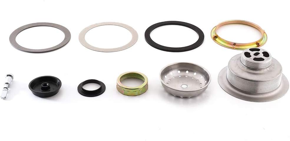 KONE 3-1/2 Inch Kitchen Sink Drain Assembly with Strainer Basket/Drain Stopper, All Stainless Steel Sink Drain Kit Durable and Rustproof