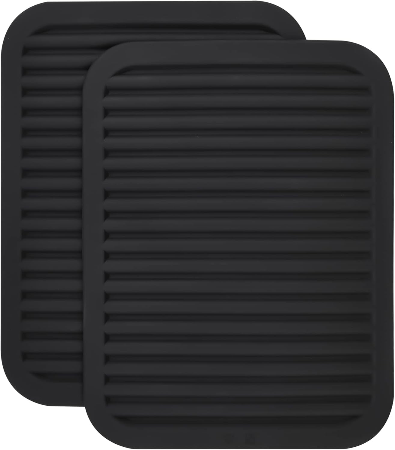 Silicone Trivet Mat-Trivets for Hot Pots&Pans-Hot Pads for Kitchen-Versatile Trivets for Hot Dishes-Heat Resistant Mats for Counter&Table, Silicone Pot Holders Drying Mat (9x12) Pack 2 Black