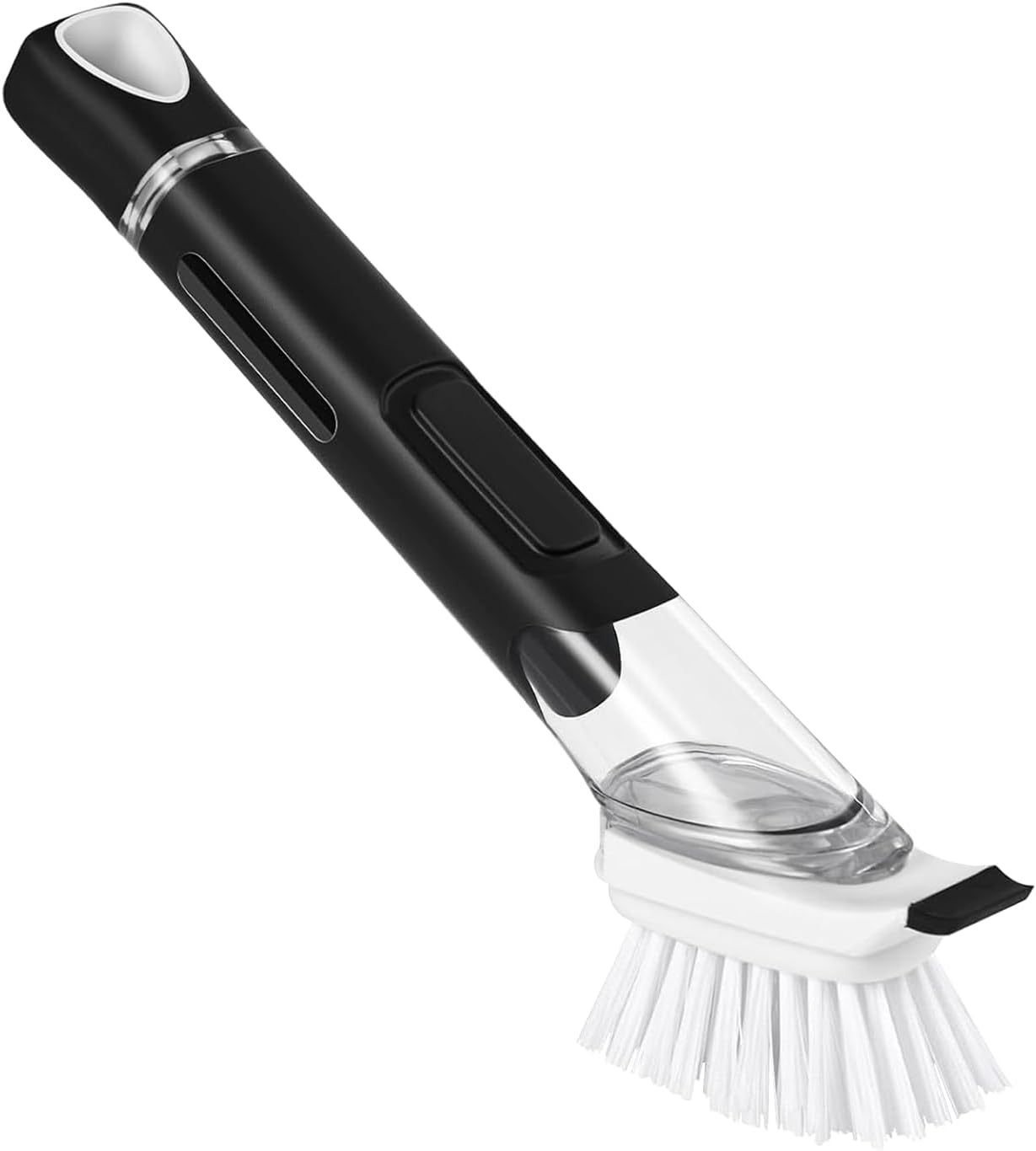 SetSail Dish Brush, Dish Cleaning Brush with Stainless Steel Handle and Replace Head Kitchen Dish Scrub Brush with Soap Dispenser for Pot Sink Pan Cleaning, Black