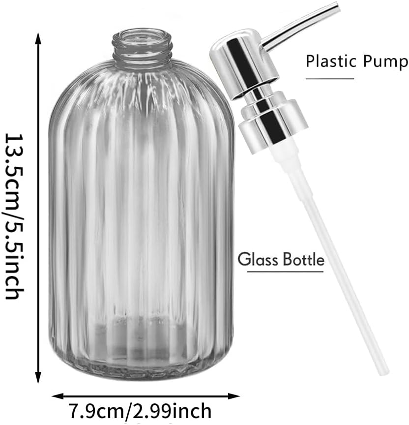 Kitchen Soap Dispenser - 2 Pack 14 Oz, Transparent Bottle for Hand, Dish Soap or Lotion (Dark Grey)