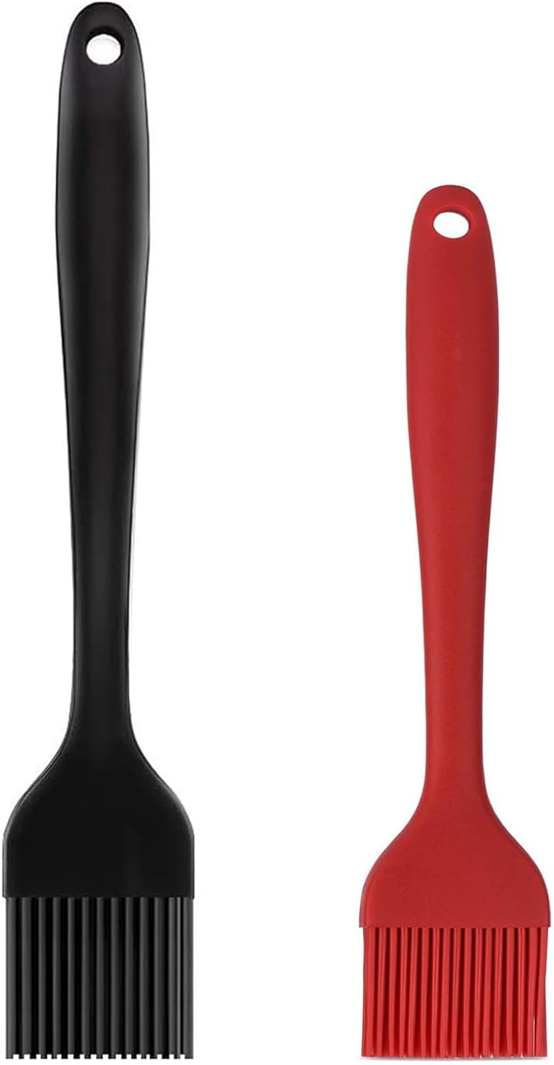 Silicone Basting Pastry Brush Set 2 Pack Heat Resistant Spread Oil Butter Sauce for BBQ Grill Barbeque Kitchen Baking Cooking Pastries, 1 Large & 1 Small