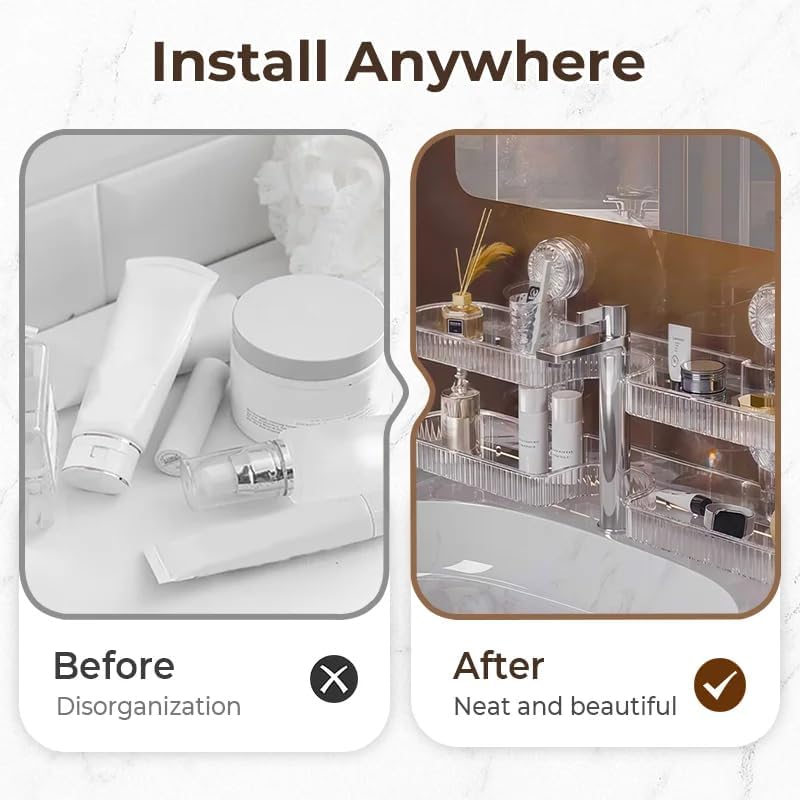 Universal Removable Faucet Storage Rack, No-Drill Bathroom Suction Storager Box, Thickened And Widened Panel Design, Water Automatically Drains Away, For Bathroom Kitchen (White)