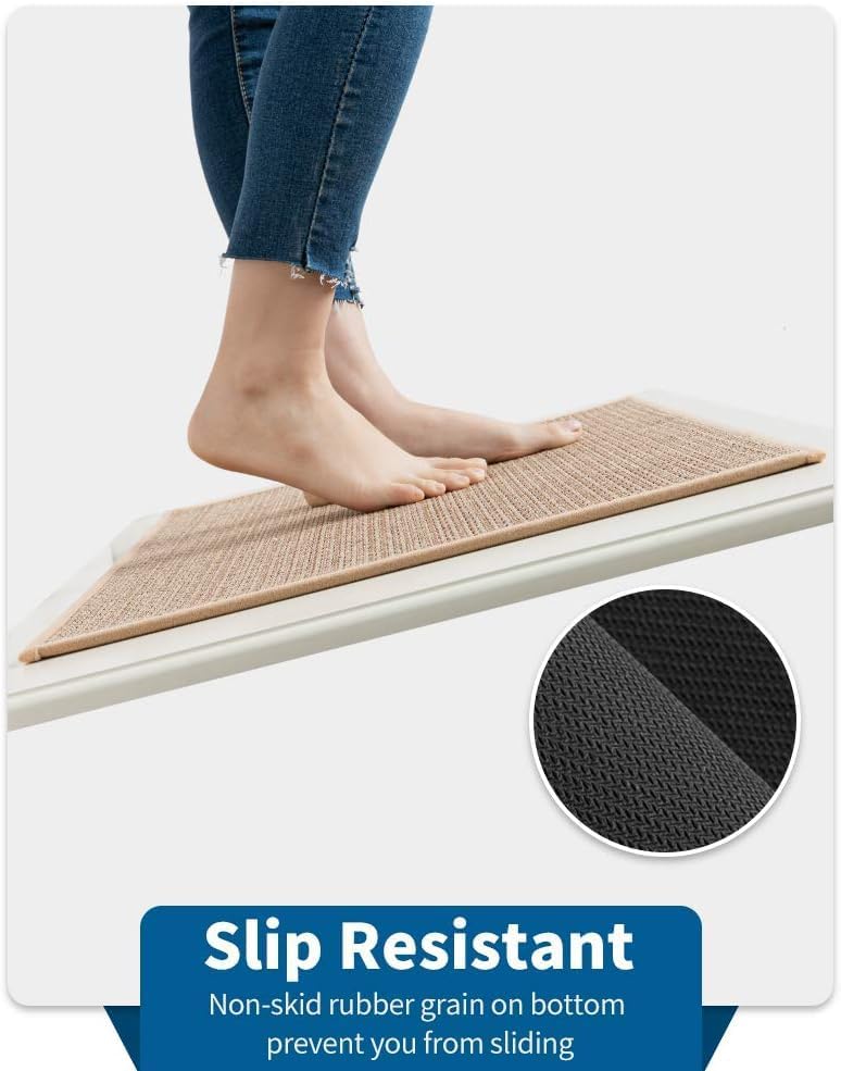 Kitchen Rug Sets and Mats Non Skid Washable, Absorbent Runner Rugs Sets for Kitchen Floor, Front of Sink, Kitchen Mats Set for Floor (Beige,17"x30"+17"x47")