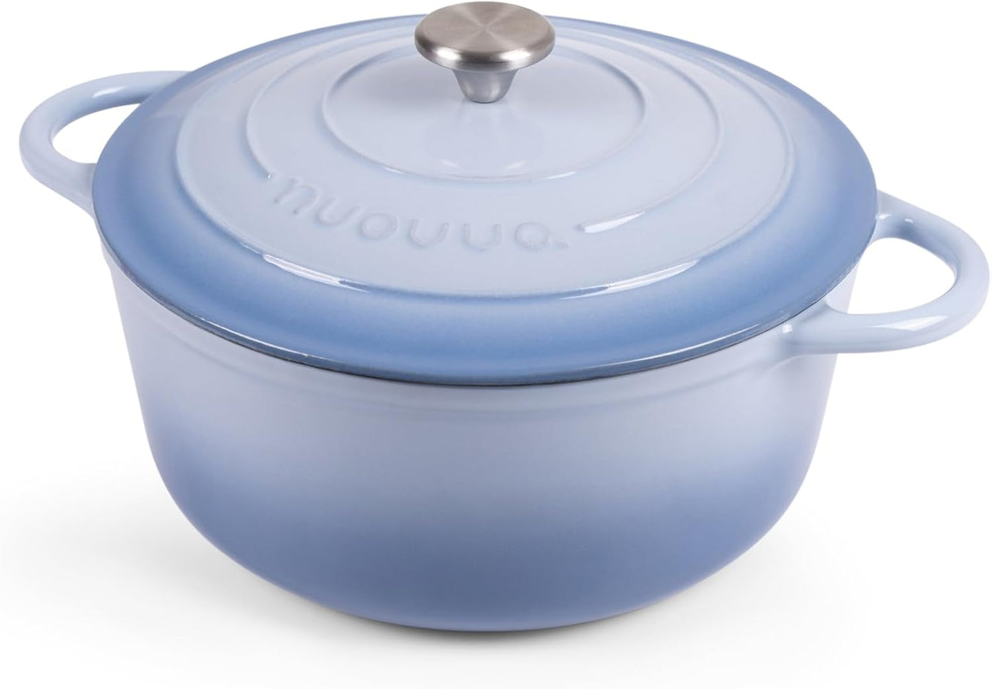 Nuovva Enamelled Cast Iron Dutch Oven Pot with Lid 6.4 Quart Non Stick Casserole Pot – Heavy Duty & Oven Safe up to 500° F for Bread Baking, Braising, Stews, Roasting – 28cm Costal Blue