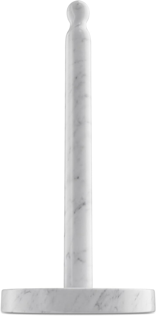 Koville Carrara Marble Paper Towel Holder Countertop, 6“ Genuine Stone Paper Towel Holder Stand for Kitchen Storage, for Standard or Jumbo-Sized Rolls