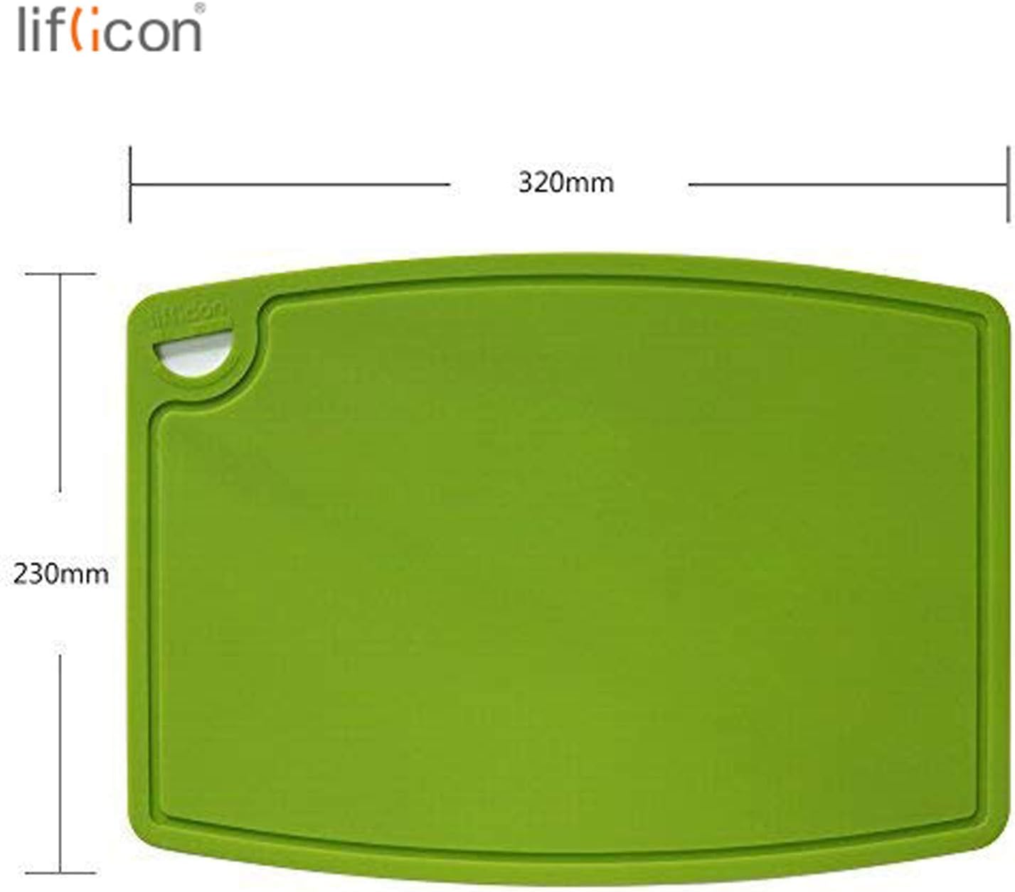 Thick Silicone Cutting Board 12.6'' x 9.1'' Juice Grooves Easy Grip Handle Dishwasher Safe-Green