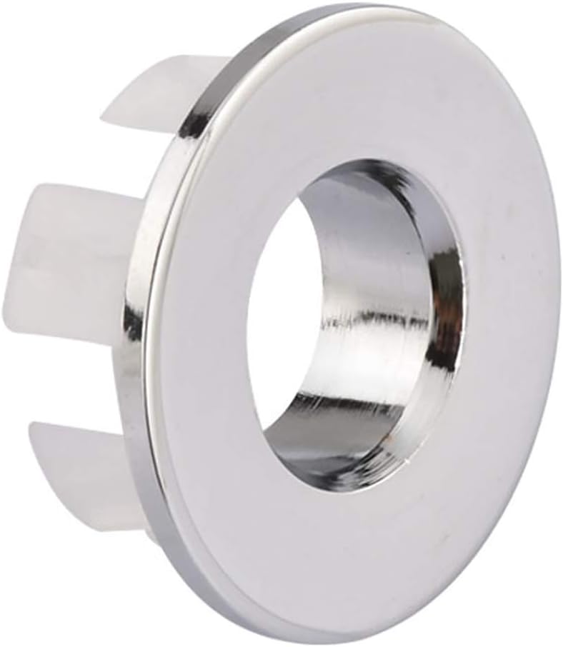 Sink Basin Trim Overflow Cover Brass Insert in Hole Round Caps Chrome 2 PCS
