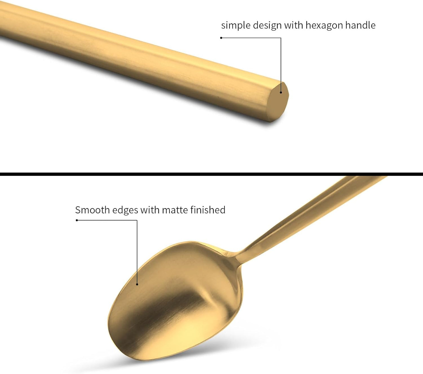 20-Piece Matte Gold Silverware Set, Hand Forged Utensil, Stainless Steel Flatware Set, Hexagon Handle Cutlery Set for Home Hotel Use, Service for 4