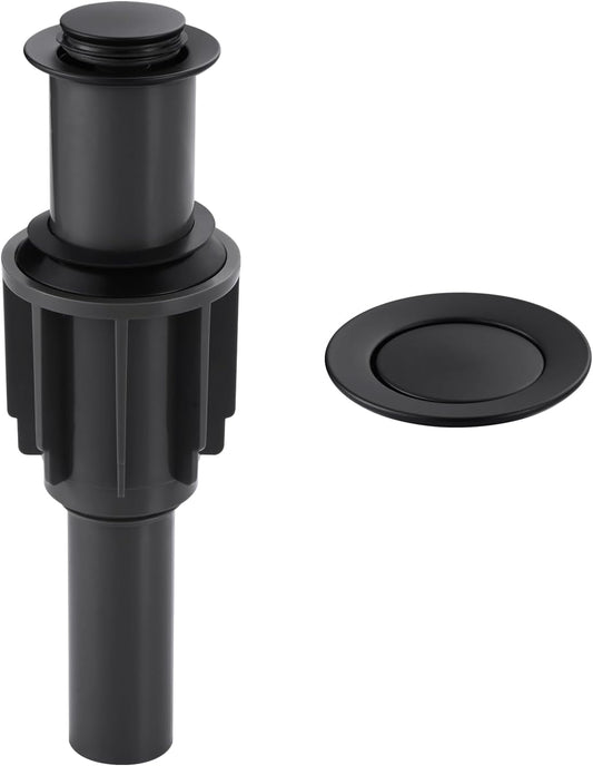 ALEASHA Pop Up Sink Drain Without Overflow, Bathroom Sink Drain Vessel Sink Stopper Pop Up Sink Drain Stopper, Pop Up Drain for Bathroom Sink Drain Strainer for Hair Catcher, Matte Black
