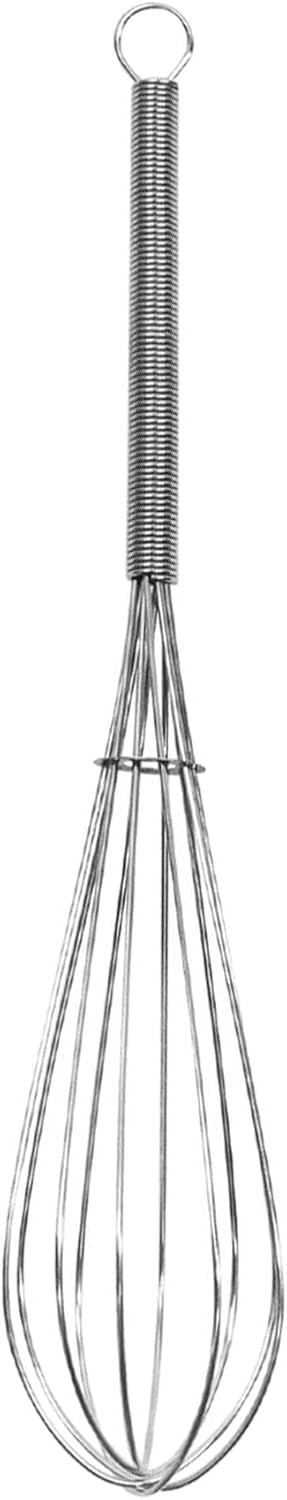 Mini Whisk - 10-Inch Professional Heavy-Duty 304 Stainless-Steel Wire Whisk for Cooking, Baking & Mixing (Silver Spiral Handle) - Perfect for Sauces, Batter, Eggs & Creams